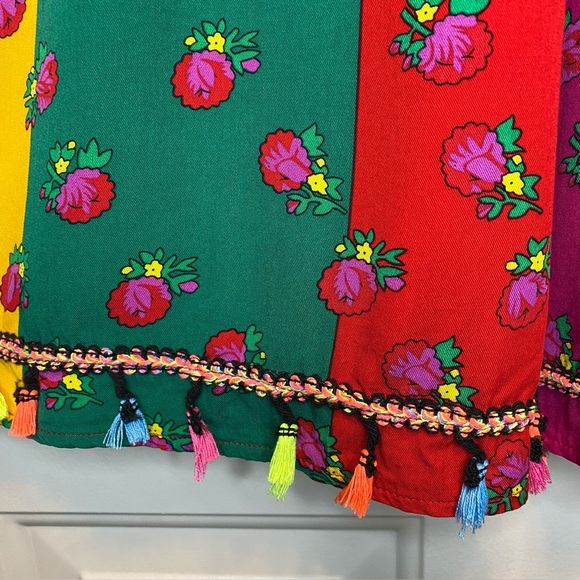 Colorful Floral Long Skirt Tassel Hem Trim Elastic Waist. Girls Sz 16/Women’s S - Picture 12 of 12